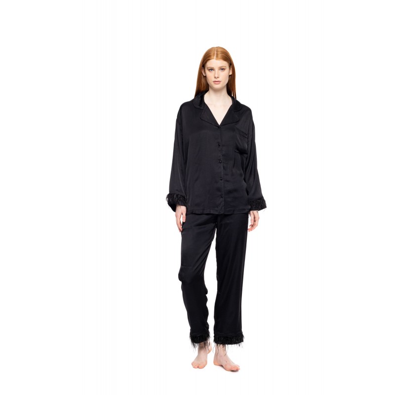 W1820 - Black - PYJAMA BUTTONED PURE CHIC- (W1820) W1820 - Black - PYJAMA BUTTONED PURE CHIC- (W1820)