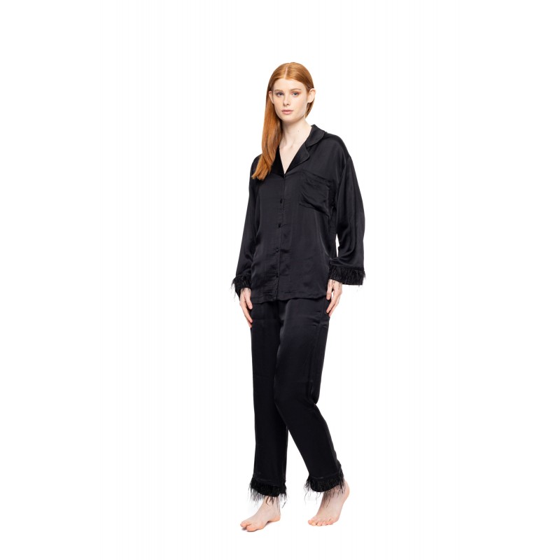 W1820 - Black - PYJAMA BUTTONED PURE CHIC- (W1820) W1820 - Black - PYJAMA BUTTONED PURE CHIC- (W1820)