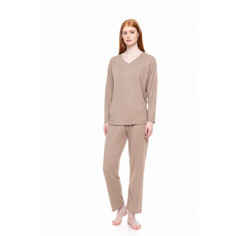 W1824 - Sand - PYJAMA WARM STRIPES- (W1824) W1824 - Sand - PYJAMA WARM STRIPES- (W1824)