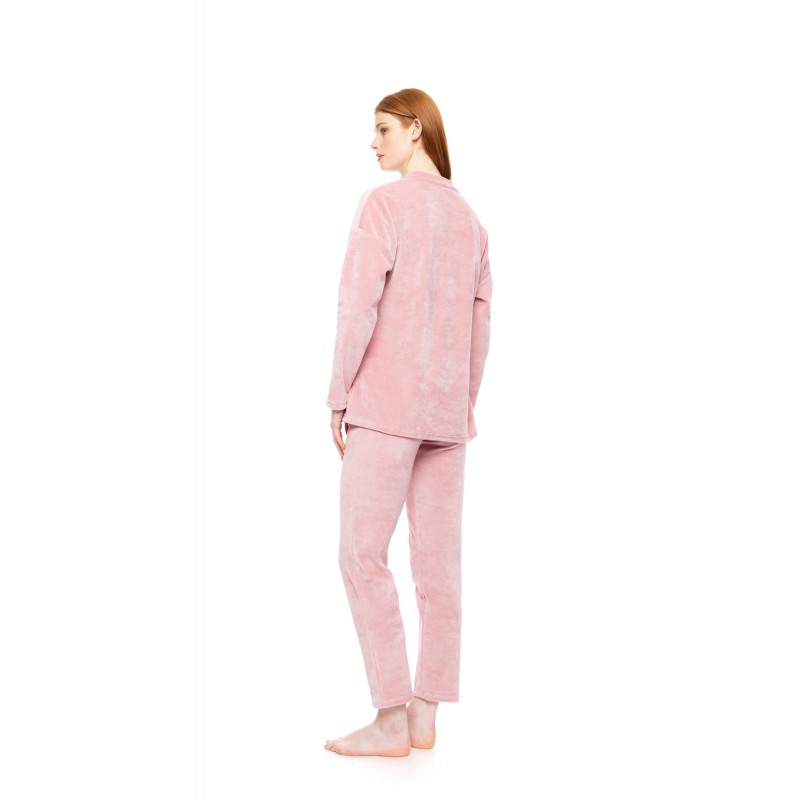 W1859 - Dusty Pink - LOUNGEWEAR VELVET PETIT STRIPE- (W1859) W1859 - Dusty Pink - LOUNGEWEAR VELVET PETIT STRIPE- (W1859)