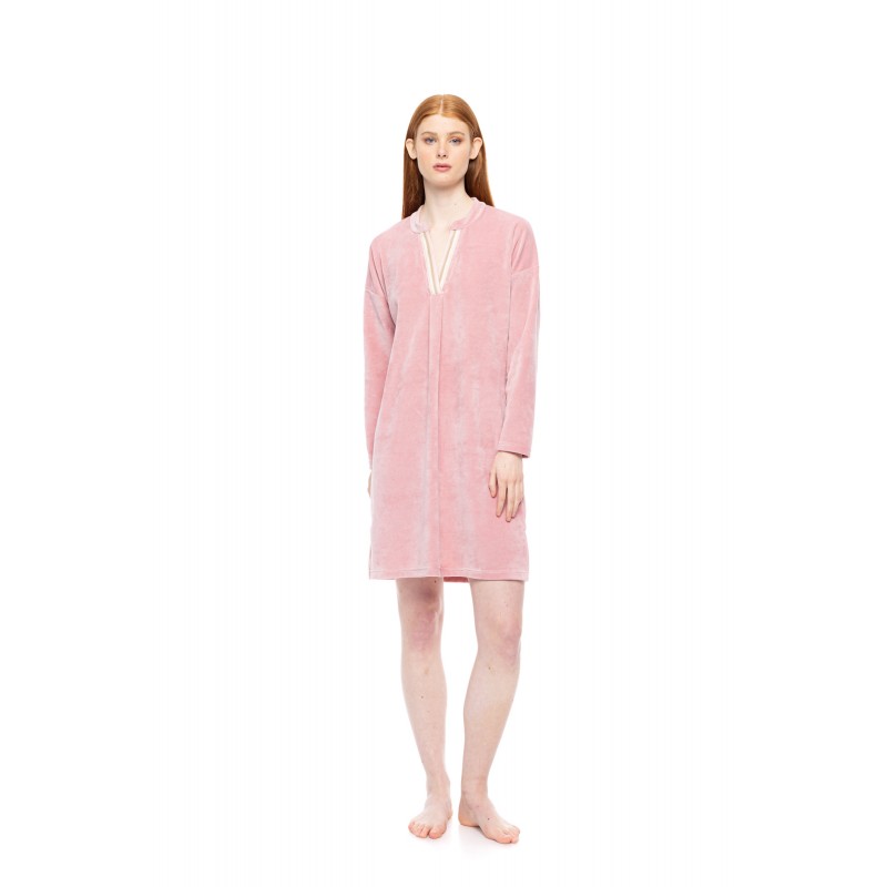 W1860 - Dusty Pink - LOUNGEWEAR VELVET PETIT STRIPE- (W1860)