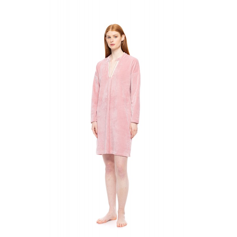 W1860 - Dusty Pink - LOUNGEWEAR VELVET PETIT STRIPE- (W1860)