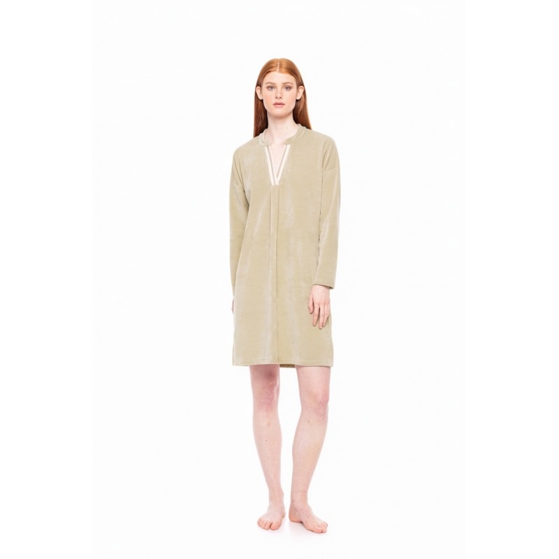 W1860 - Sand - LOUNGEWEAR VELVET PETIT STRIPE- (W1860)