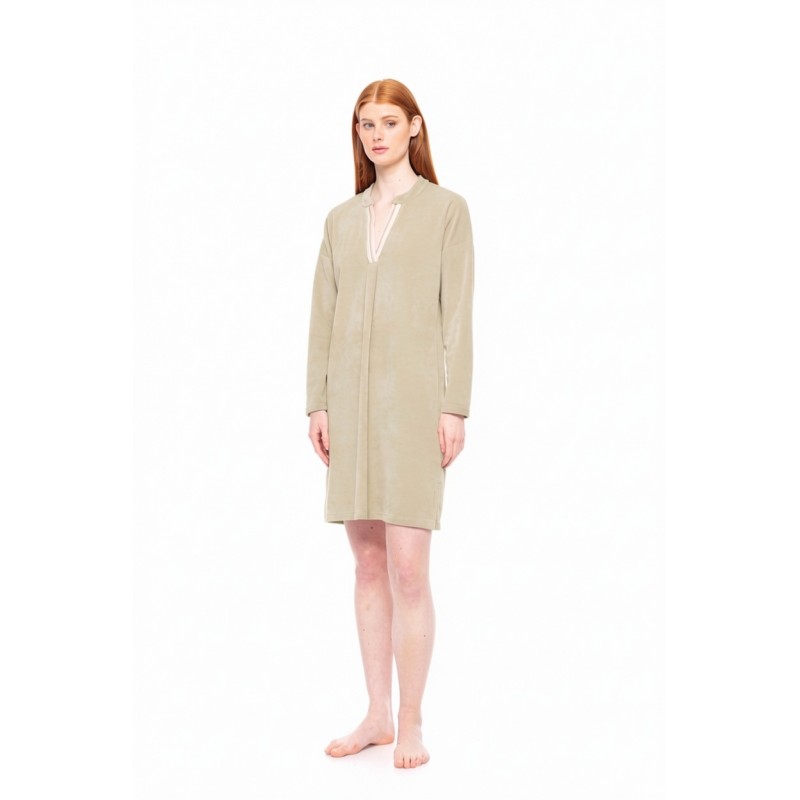 W1860 - Sand - LOUNGEWEAR VELVET PETIT STRIPE- (W1860)