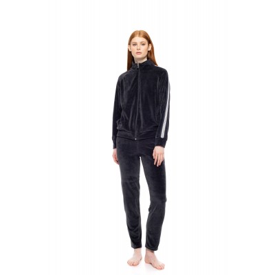 W1866 - Grey Charcoal - TRUCKSUIT VELVET OFF WHITE STRIPE- (W1866)
