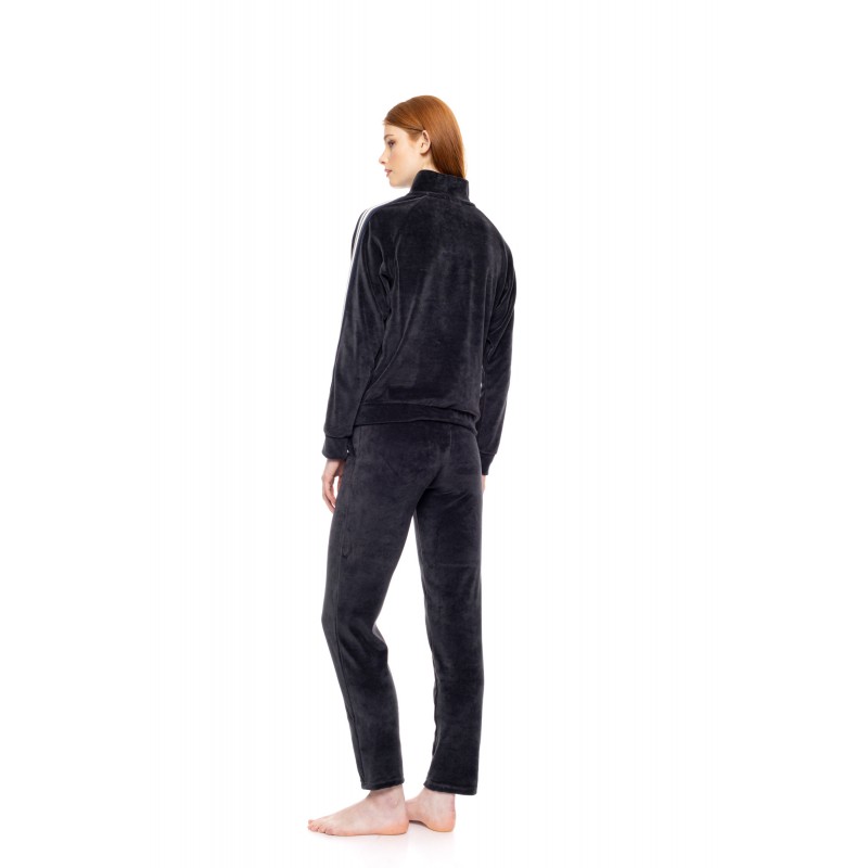 W1866 - Grey Charcoal - TRUCKSUIT VELVET OFF WHITE STRIPE- (W1866) W1866 - Grey Charcoal - TRUCKSUIT VELVET OFF WHITE STRIPE- (W1866)