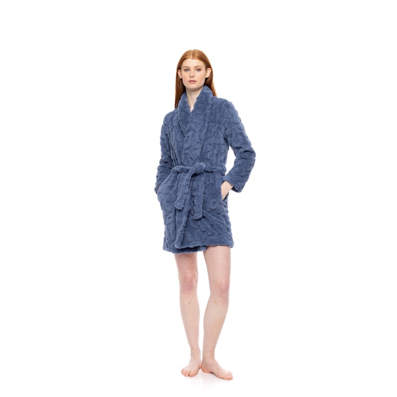 W1874 - Cosmos Blue - ROBE FLEECE LEO- (W1874) W1874 - Cosmos Blue - ROBE FLEECE LEO- (W1874)