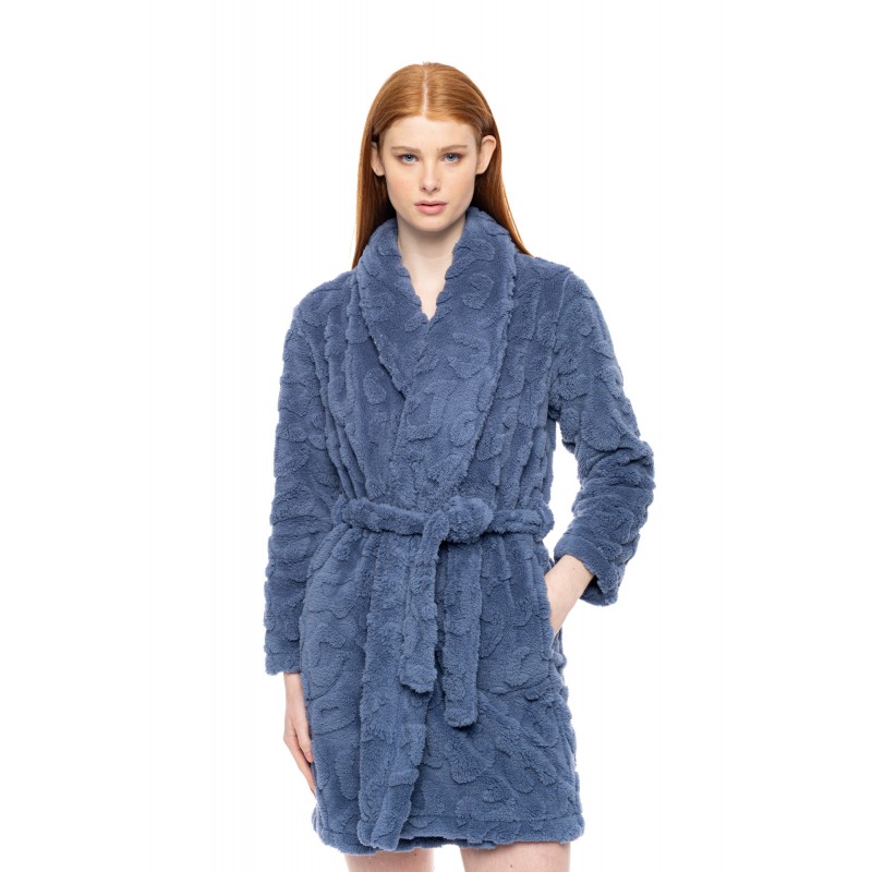 W1874 - Cosmos Blue - ROBE FLEECE LEO- (W1874) W1874 - Cosmos Blue - ROBE FLEECE LEO- (W1874)