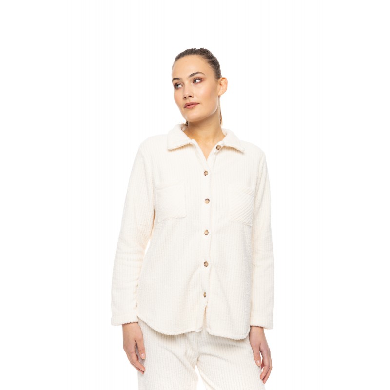 W1878 - White - PYJAMA FLEECE STRIPE- (W1878) W1878 - White - PYJAMA FLEECE STRIPE- (W1878)