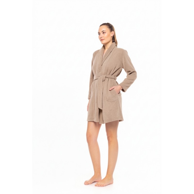 W1879 - Sand - ROBE FLEECE STRIPE- (W1879) W1879 - Sand - ROBE FLEECE STRIPE- (W1879)