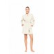 W1879 - White - ROBE FLEECE STRIPE- (W1879) W1879 - White - ROBE FLEECE STRIPE- (W1879)
