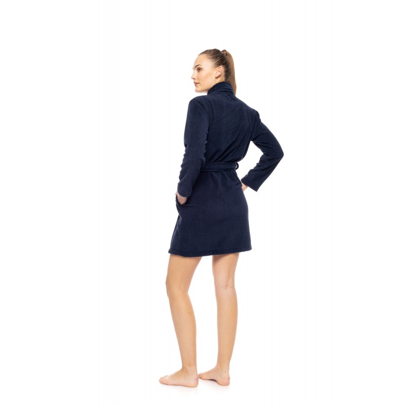 W1879 - Yacht Blue - ROBE FLEECE STRIPE- (W1879)