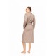 W1880 - Sand - ROBE LONG FLEECE STRIPE- (W1880) W1880 - Sand - ROBE LONG FLEECE STRIPE- (W1880)