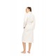 W1880 - White - ROBE LONG FLEECE STRIPE- (W1880) W1880 - White - ROBE LONG FLEECE STRIPE- (W1880)