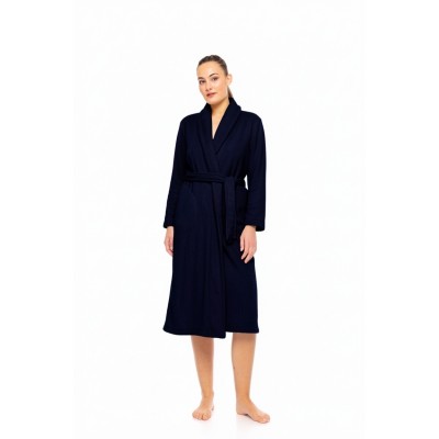 W1880 - Yacht Blue - ROBE LONG FLEECE STRIPE- (W1880) W1880 - Yacht Blue - ROBE LONG FLEECE STRIPE- (W1880)
