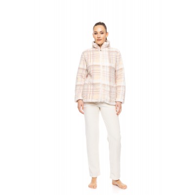 W1886 - Type - ROBE ZIPPER FLEECE SOFT PLAID- (W1886) W1886 - Type - ROBE ZIPPER FLEECE SOFT PLAID- (W1886)