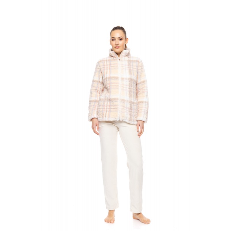 W1886 - Type - ROBE ZIPPER FLEECE SOFT PLAID- (W1886) W1886 - Type - ROBE ZIPPER FLEECE SOFT PLAID- (W1886)