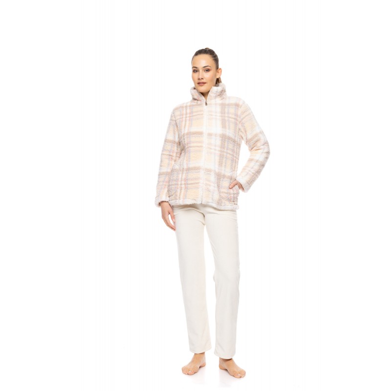 W1886 - Type - ROBE ZIPPER FLEECE SOFT PLAID- (W1886) W1886 - Type - ROBE ZIPPER FLEECE SOFT PLAID- (W1886)