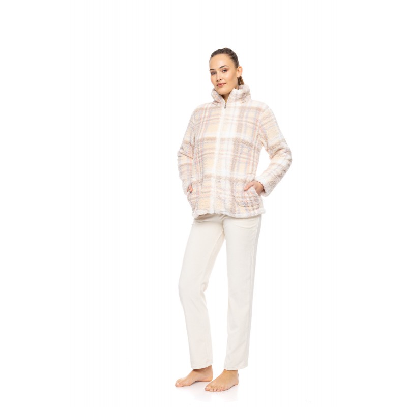 W1886 - Type - ROBE ZIPPER FLEECE SOFT PLAID- (W1886) W1886 - Type - ROBE ZIPPER FLEECE SOFT PLAID- (W1886)