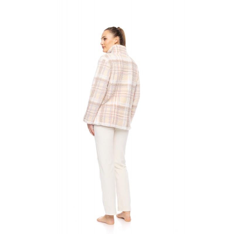 W1886 - Type - ROBE ZIPPER FLEECE SOFT PLAID- (W1886) W1886 - Type - ROBE ZIPPER FLEECE SOFT PLAID- (W1886)