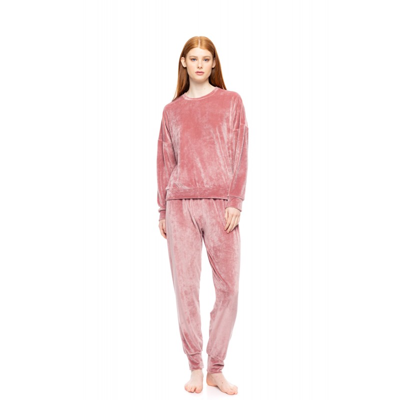 W1889 - Dusty Pink - PYJAMA SOFT VELVET- (W1889) W1889 - Dusty Pink - PYJAMA SOFT VELVET- (W1889)