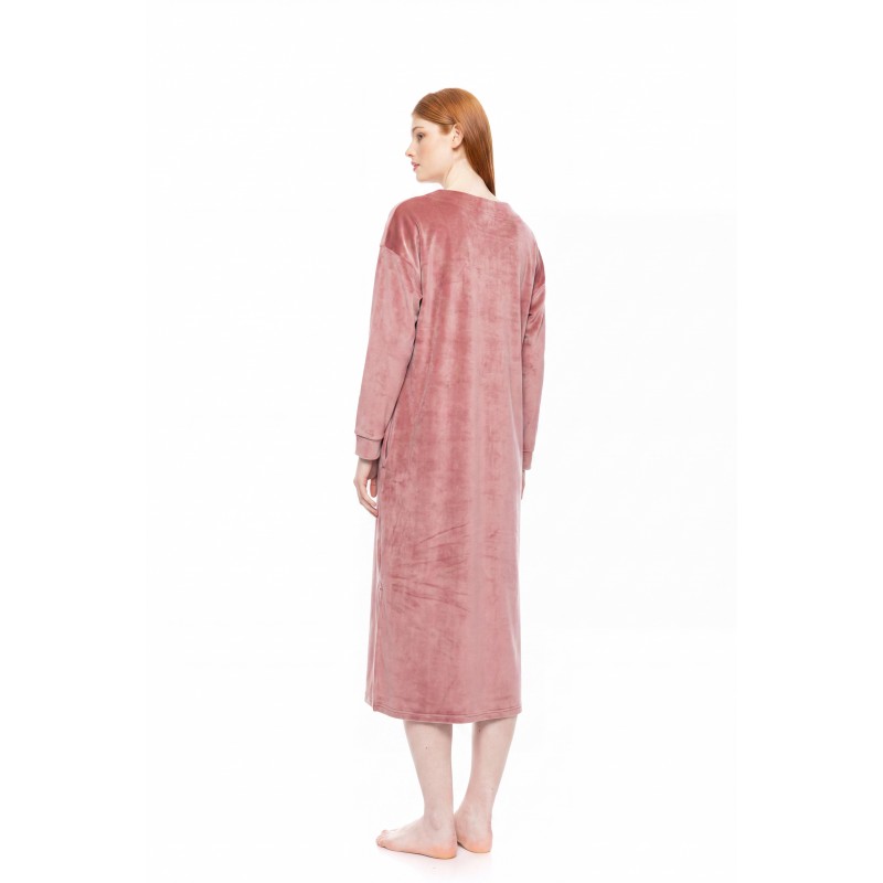 W1891 - Dusty Pink - NIGHTGOWN LONG SOFT VELVET- (W1891) W1891 - Dusty Pink - NIGHTGOWN LONG SOFT VELVET- (W1891)