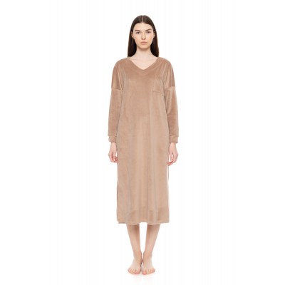 W1891 - Skin - NIGHTGOWN LONG SOFT VELVET- (W1891) W1891 - Skin - NIGHTGOWN LONG SOFT VELVET- (W1891)
