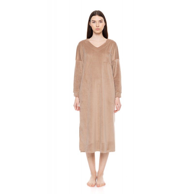 W1891 - Skin - NIGHTGOWN LONG SOFT VELVET- (W1891) W1891 - Skin - NIGHTGOWN LONG SOFT VELVET- (W1891)