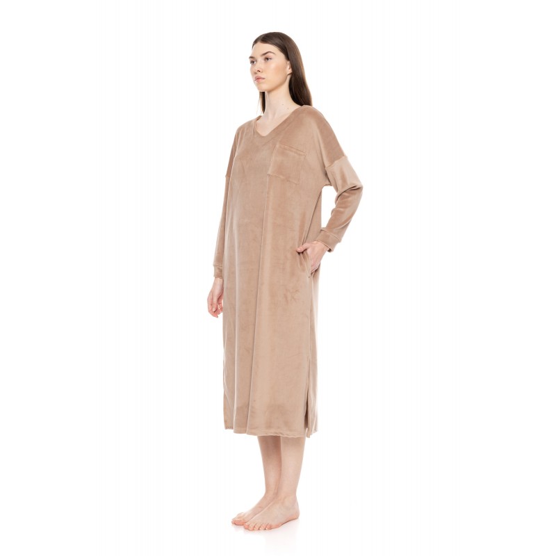 W1891 - Skin - NIGHTGOWN LONG SOFT VELVET- (W1891) W1891 - Skin - NIGHTGOWN LONG SOFT VELVET- (W1891)