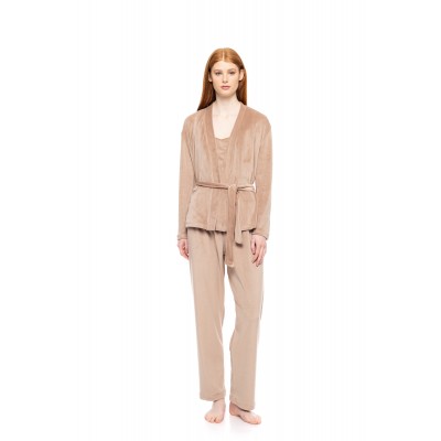 W1892 - Dusty Pink - PYJAMA 3PCS SOFT VELVET- (W1892)