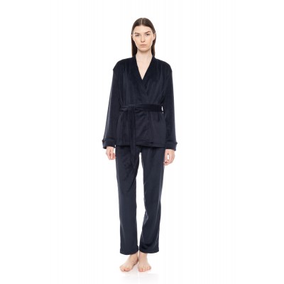 W1892 - Yacht Blue - PYJAMA 3PCS SOFT VELVET- (W1892) W1892 - Yacht Blue - PYJAMA 3PCS SOFT VELVET- (W1892)