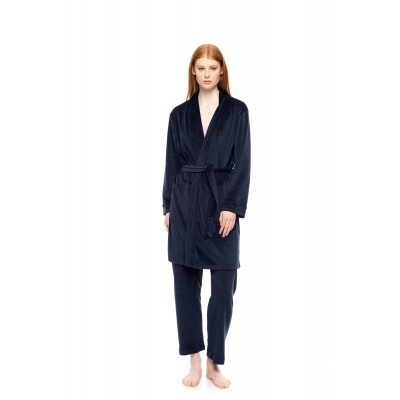 W1893 - Yacht Blue - ROBE SOFT VELVET- (W1893) W1893 - Yacht Blue - ROBE SOFT VELVET- (W1893)