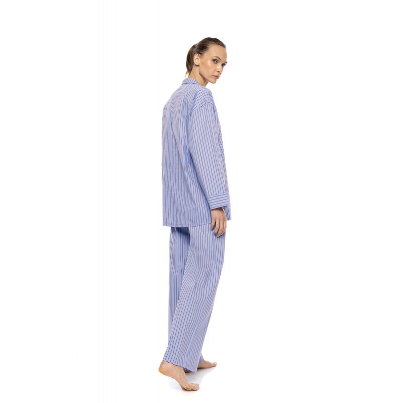 W1908 - Type - Pyjama Buttoned Stripe Soft Blue/Bordeaux- (W1908) W1908 - Type - Pyjama Buttoned Stripe Soft Blue/Bordeaux- (W1908)