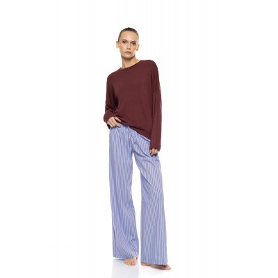 W1910 - Type - Pyjama Stripe Soft Blue/Bordeaux- (W1910)