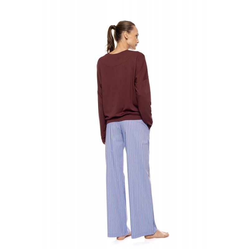 W1910 - Type - Pyjama Stripe Soft Blue/Bordeaux- (W1910) W1910 - Type - Pyjama Stripe Soft Blue/Bordeaux- (W1910)