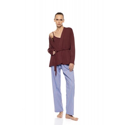 W1911 - Type - Pyjama 3pcs Stripe Soft Blue/Bordeaux- (W1911)