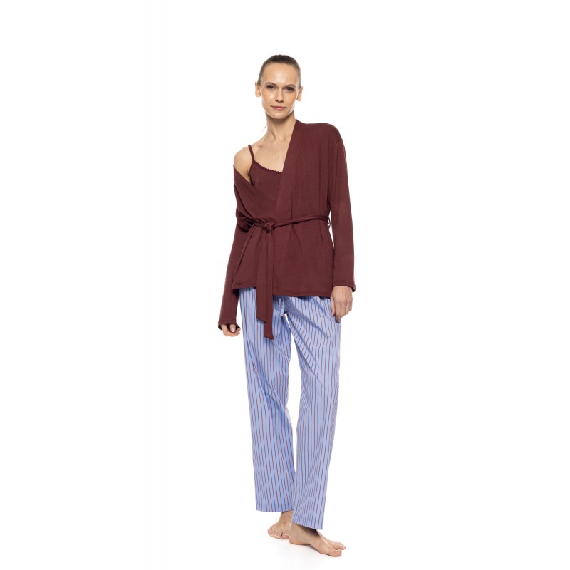 W1911 - Type - Pyjama 3pcs Stripe Soft Blue/Bordeaux- (W1911) W1911 - Type - Pyjama 3pcs Stripe Soft Blue/Bordeaux- (W1911)