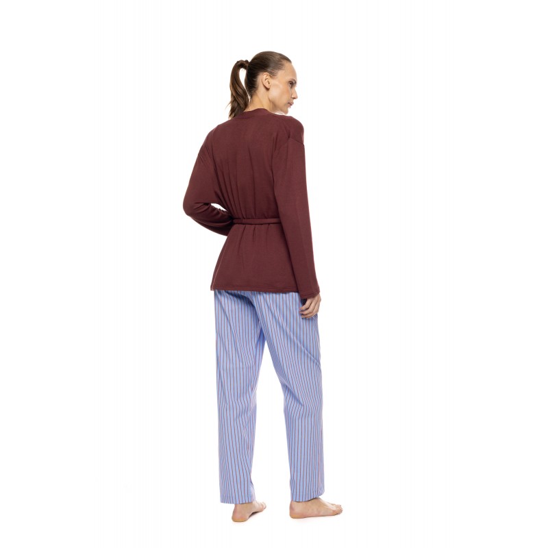 W1911 - Type - Pyjama 3pcs Stripe Soft Blue/Bordeaux- (W1911) W1911 - Type - Pyjama 3pcs Stripe Soft Blue/Bordeaux- (W1911)
