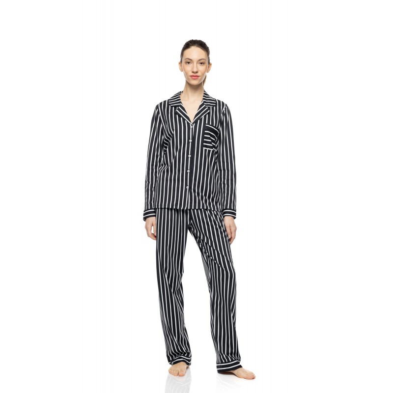 W1913 - Type - Pyjama Buttoned Wide Stripe Navy- (W1913) W1913 - Type - Pyjama Buttoned Wide Stripe Navy- (W1913)
