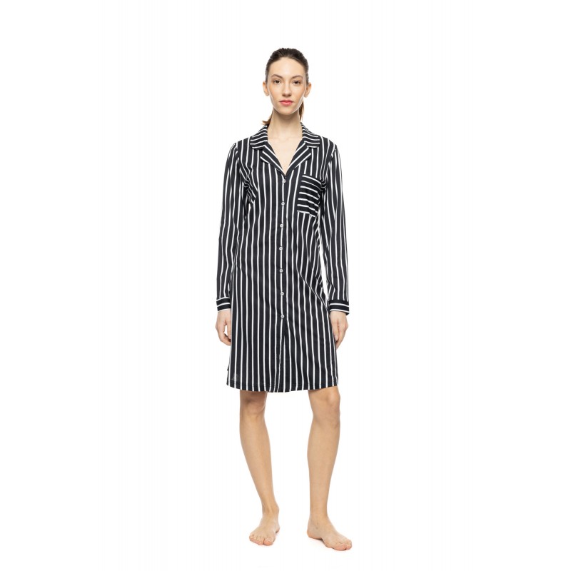W1914 - Type - Nightgown Buttoned Wide Stripe Navy- (W1914) W1914 - Type - Nightgown Buttoned Wide Stripe Navy- (W1914)
