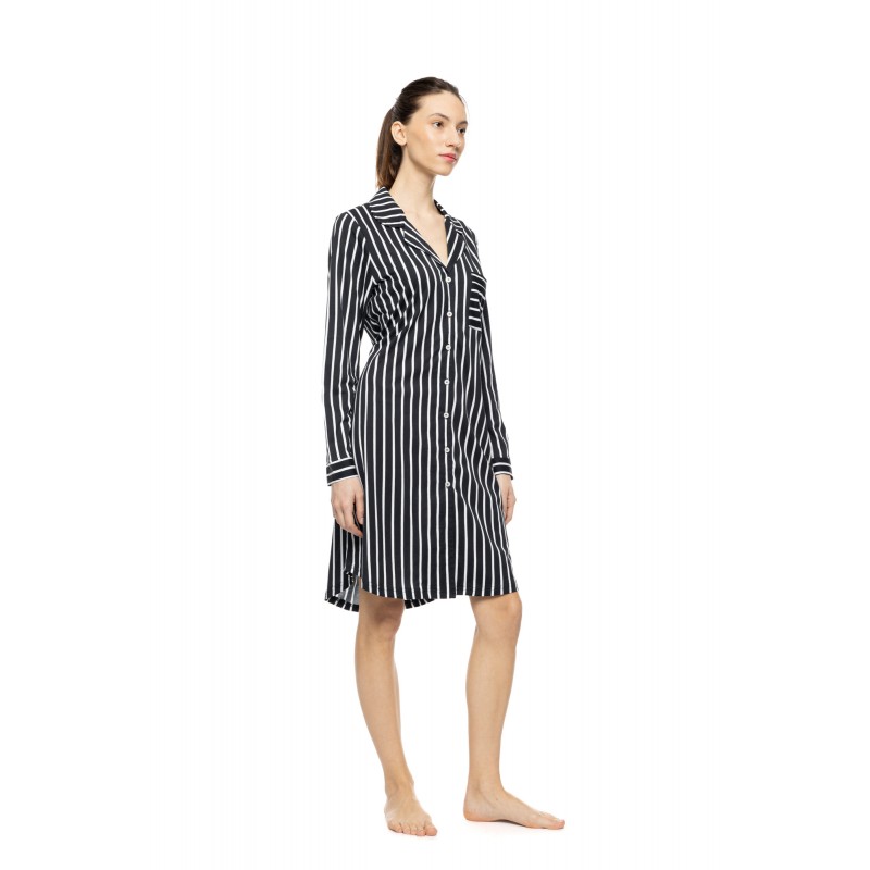 W1914 - Type - Nightgown Buttoned Wide Stripe Navy- (W1914) W1914 - Type - Nightgown Buttoned Wide Stripe Navy- (W1914)