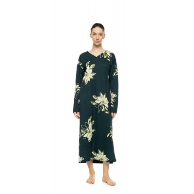 W1924 - Type - Nightgown Long Emerald Flower- (W1924)