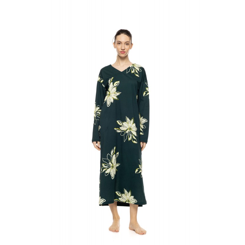 W1924 - Type - Nightgown Long Emerald Flower- (W1924)