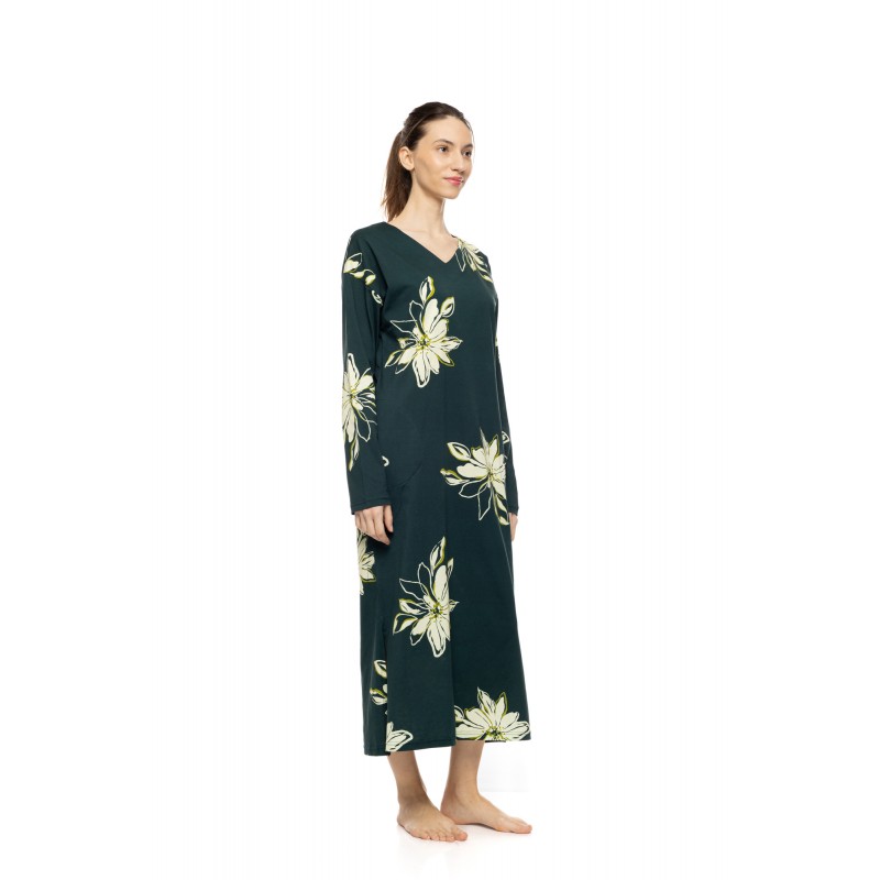 W1924 - Type - Nightgown Long Emerald Flower- (W1924)