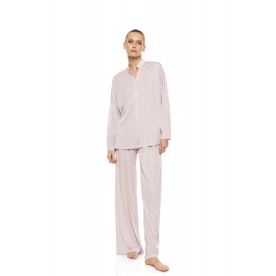 W1925 - Type - Pyjama Buttoned Stripe Bordeaux- (W1925)