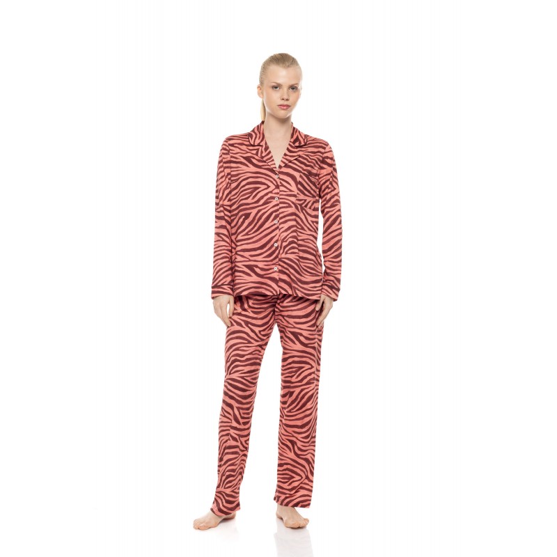 W1933 - Type - Pyjama Buttoned Dusty Pink Zebra- (W1933) W1933 - Type - Pyjama Buttoned Dusty Pink Zebra- (W1933)