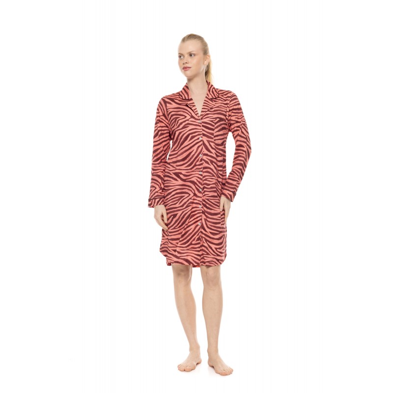 W1934 - Type - Nightgown Buttoned Dusty Pink Zebra- (W1934) W1934 - Type - Nightgown Buttoned Dusty Pink Zebra- (W1934)