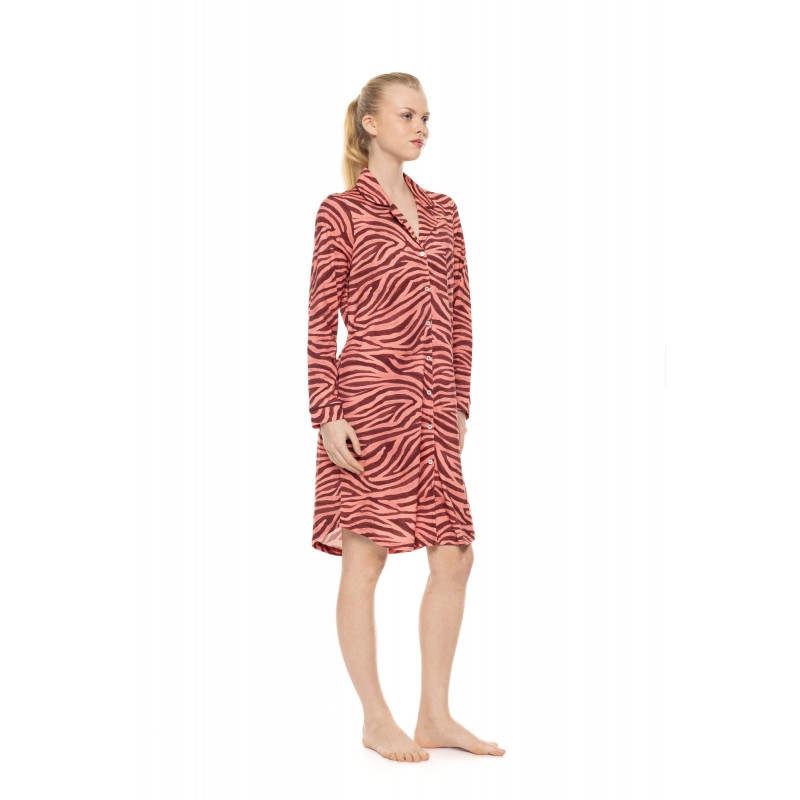 W1934 - Type - Nightgown Buttoned Dusty Pink Zebra- (W1934) W1934 - Type - Nightgown Buttoned Dusty Pink Zebra- (W1934)