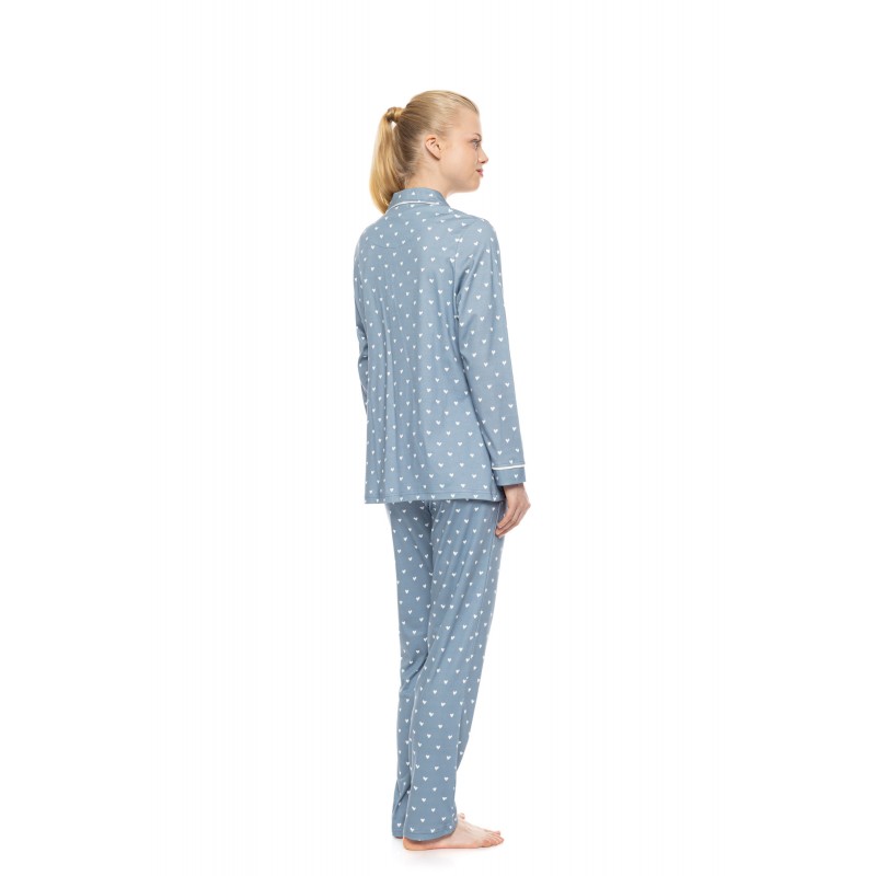 W1950 - Type - Pyjama Buttoned Stone Blue Heart- (W1950) W1950 - Type - Pyjama Buttoned Stone Blue Heart- (W1950)