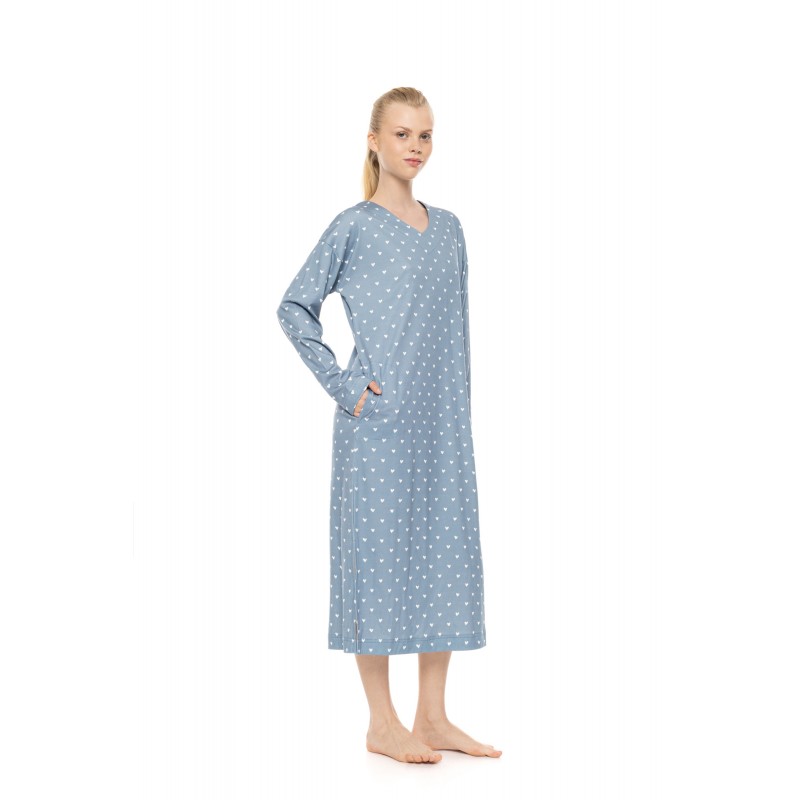 W1958 - Type - Nightgown Long Stone Blue Heart- (W1958) W1958 - Type - Nightgown Long Stone Blue Heart- (W1958)